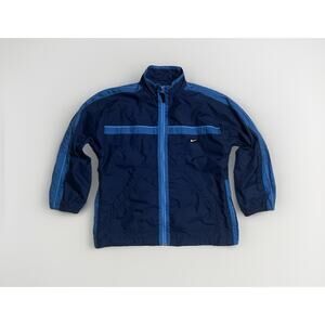 Vintage Nike Sportswear Jacket Youth Boys M Blue Swoosh Full Zip 90s Windbreaker
